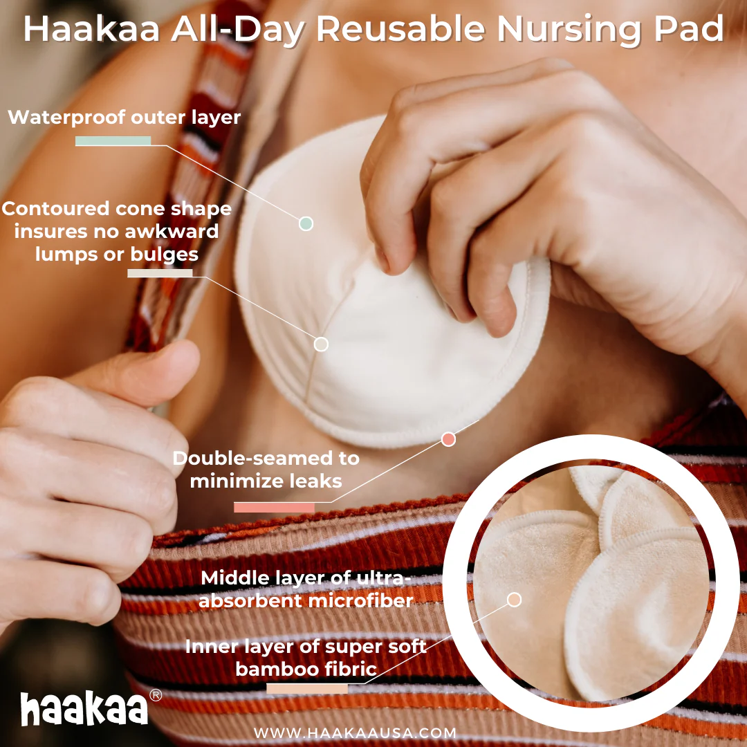 Haakaa All-Day Reusable Nursing Pad Set with Washing Bag, 8 Ct (Pack of 4) - Image 5