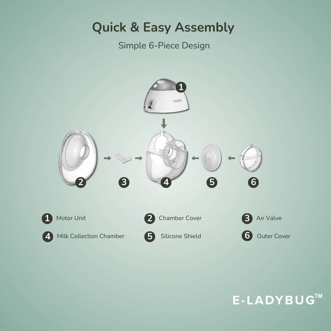 Haakaa E-Ladybug™ Wearable Electric Breast Pump – 2 Sets per Pack (Each Set Includes 2 Pumps) - Image 9