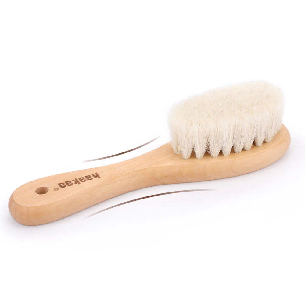 Haakaa Goats Wool Wooden Baby Hairbrush 1 pk - Image 2