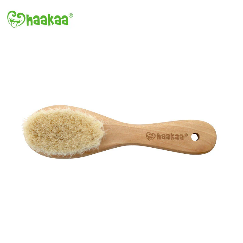 Haakaa Goats Wool Wooden Baby Hairbrush 1 pk (Pack of 2) - Image 3