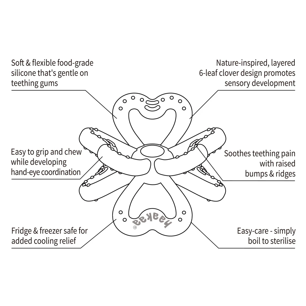 Haakaa Silicone Clover Teether 1 PK (Pack of 4) - Image 7