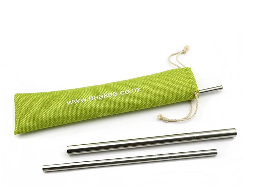 Haakaa Straight Stainless Steel Straws with Cleaning Brush, 3 pk - Image 5